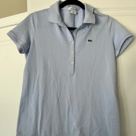 Lacoste Sky Blue Button Down Short Sleeve Polo Tee - Picture 5 of 7